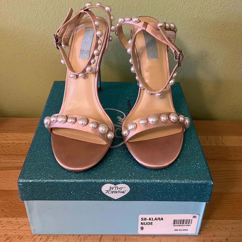 Betsey Johnson Blue Klara Pearl heels.